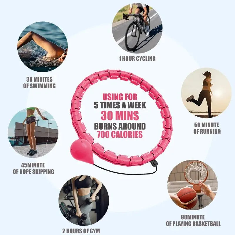 WESTTUNE Smart Weighted Fit Hoop Exercise Circle Infinity Fitness Hoop with Detachable Knots for Adults Weight Loss and Exercise - Sun Studio