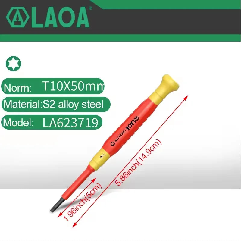 LAOA 1pc Insulated Precision Screwdriver SL1.0-3.0 aCross Small Size Screwdriver to Remove Watches Cell Phone NotebookT5-T10 - Sun Studio