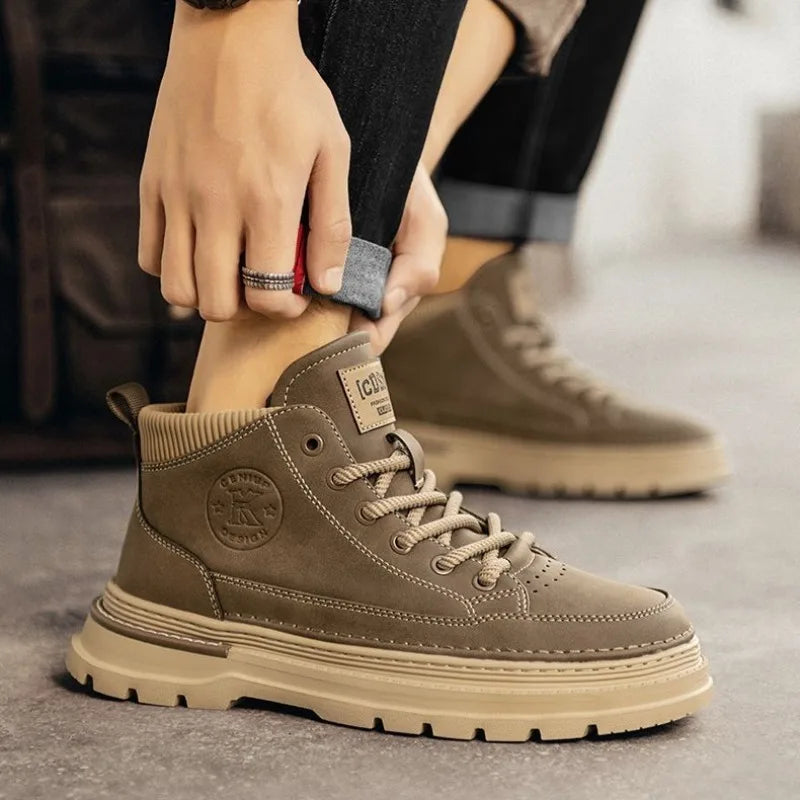 Winter New Man Shoes Classic Men Retro Ankle Boots Fashion Waterproof No-slip High-top Casual Shoe Work&Safty Boots Botas Hombre - Sun Studio