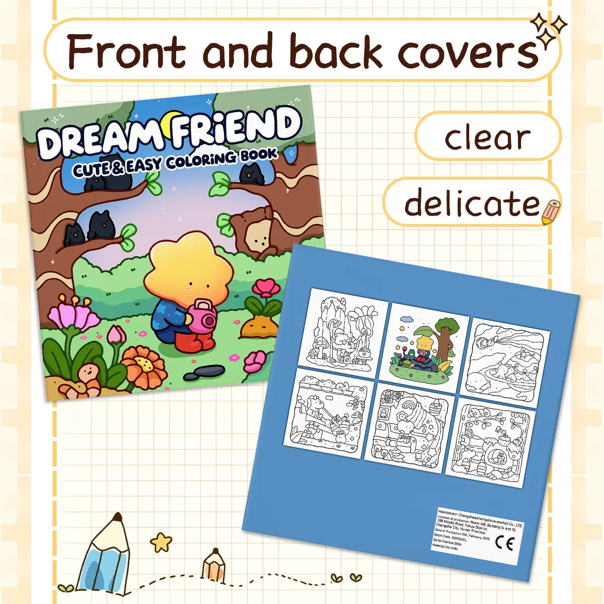 DREAM FRIEND CUTE & EASY Coloring Book For Adults Educational Relaxation Gift DIY Children's Painting Drawing Books - Sun Studio