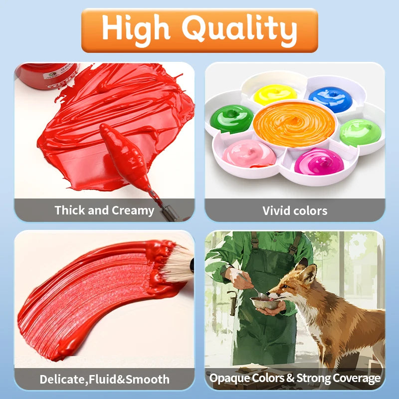 Gouache Paint Set, 12/18/24 Colors, 7 Paint Brushes, Suitable for Back to School, Art Supplies for Adults, 5ml/0.17oz Tubes - Sun Studio
