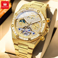 OLEVS Luxury Automatic Tourbillon Watch Men Fashion Gold Mechanical Watches Stainless Steel Waterproof Date Week Men's Watches - Sun Studio