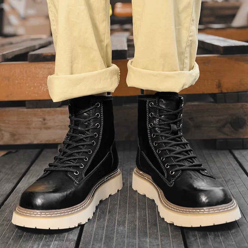 British Style Men's Interview Formal Boots High-end Business Short Boots Men's Winter Ankle Boots Trend High Top Shoes - Sun Studio