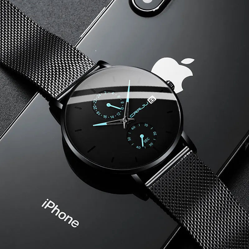 Men Watches Luxury Brand Date Calendar Watches Men Stainless Steel Mesh Watch For Mens Casual Quartz Watch Relogio Masculino Hot - Sun Studio