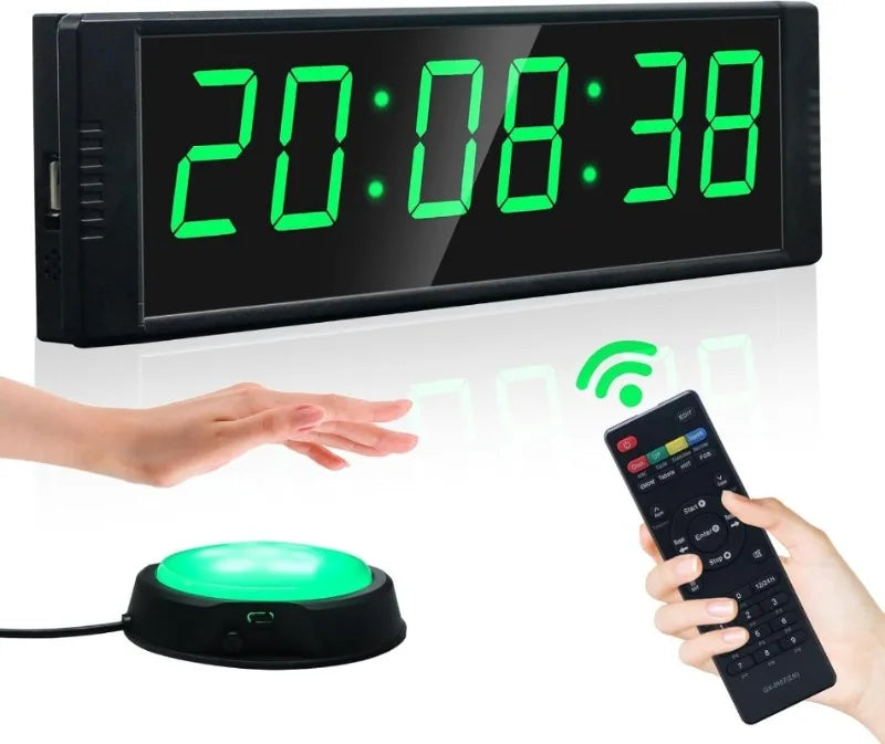 Gym with Start/Stop Button, Interval Timer for Workout, Stopwatch/Countdown Timer with Remote, 12/24H Digital Wall Clock - Sun Studio