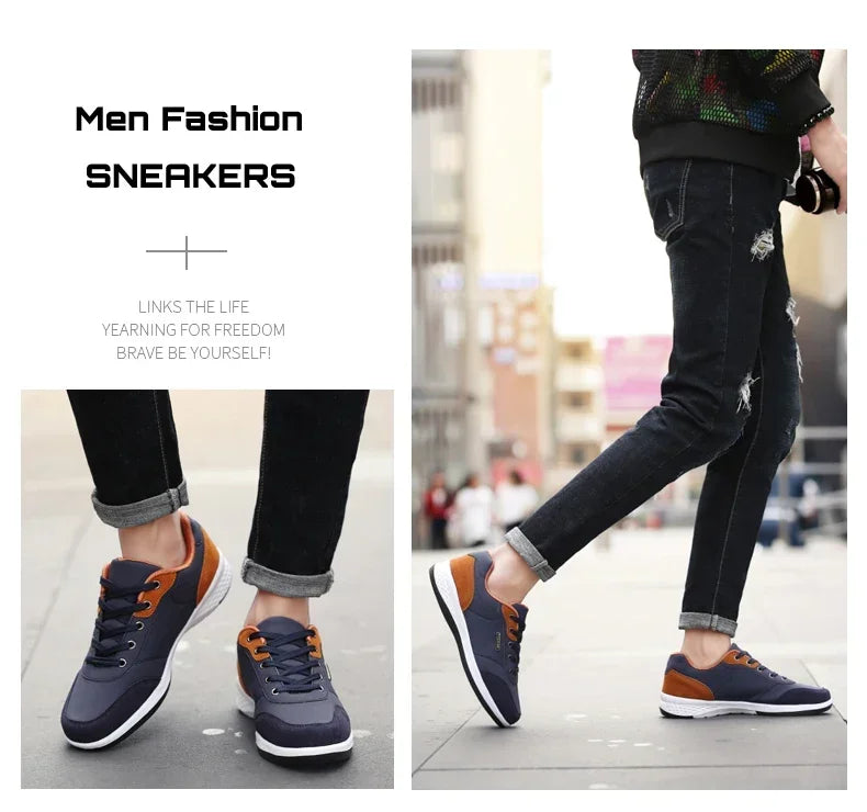 YRZL Men Shoes Spring Autumn Waterproof Walking Sneakers Leisure Male Leather Sports Shoes Non-Slip Footwear Tennis for Men - Sun Studio