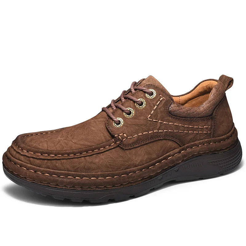 Genuine Leather Mens Loafers Anti-slip Rubber Man Casual Shoes Vintage Style Walk Shoes Slip-On Hiking Footwear Luxury Moccasins