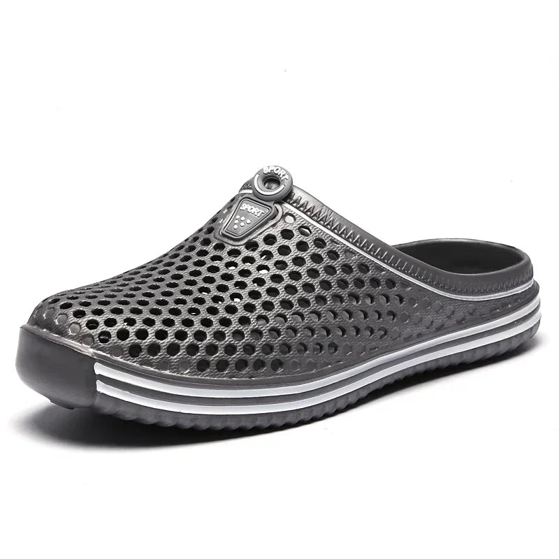 YRZL Sandales d'été pour hommes légères en EVA, chaussures décontractées pour hommes, sabots à trous, sabots, chaussures de jardin, d'extérieur, pantoufles plates de plage pour hommes
