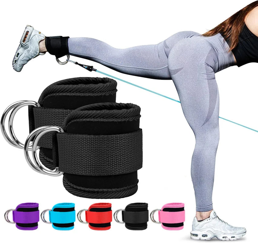 Gym Ankle Straps Double D-Ring Adjustable Neoprene Padded Cuffs Ankle Weight Leg Training Brace Support Sport Safety Abductors - Sun Studio