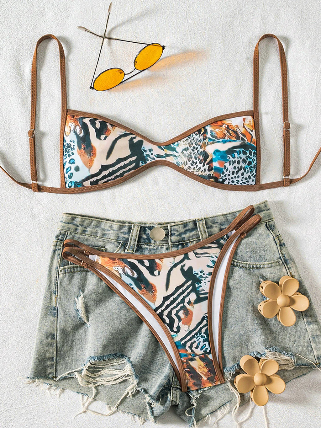 Circyy Sexy Bikini Set Women Fashion Print Beachwear Halter Backless Holiday Female Split Swimsuit Summer New Chic Bathing Suit - Sun Studio