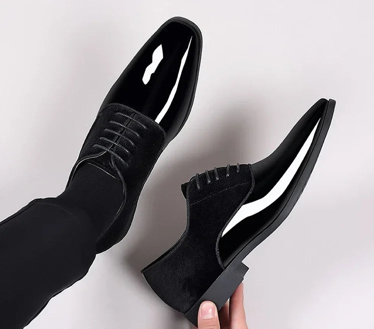 New Oxford Men's Pointed Toe Dress  Luxury Lacquer Wedding Shoes Classic Derby Shoes 2023 Leather Shoes Size 38-50 - Sun Studio