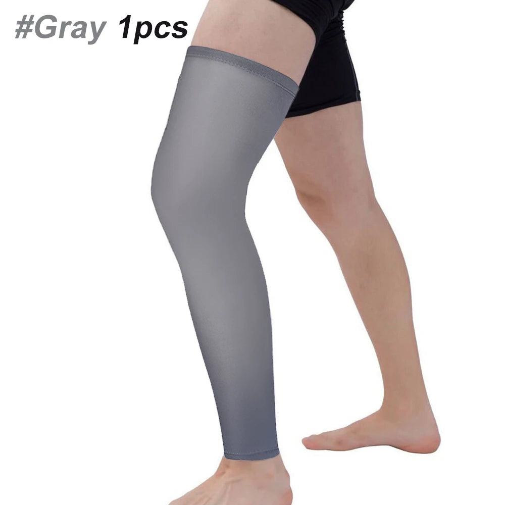 1Pcs Sports Compression Leg Sleeve Breathable Anti-UV Full Length Leg Sleeves for Men Women Football Backetball Cycling Climbing - Sun Studio