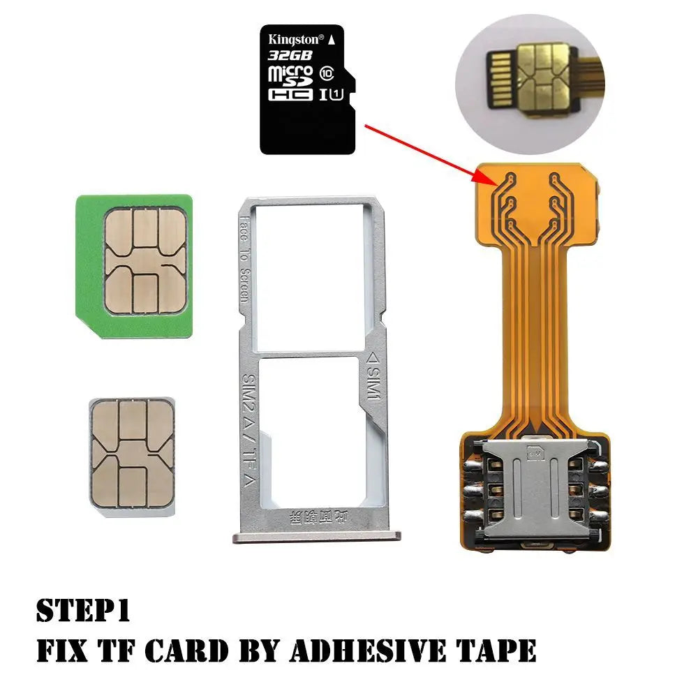 Universal TF Hybrid Sim Slot Dual SIM Card Adapter For DIY Micro SD Extender Nano Cato Android Phone All Dual SIM mobile phone - Sun Studio