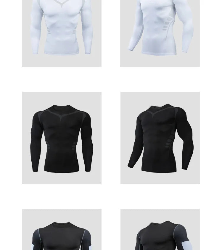 Gym Sports T-shirts for Men Long Sleeve Tights Boxing Sportswear Breathable Quick Dry Fitness Tops Male Outdoor Training Clothes - Sun Studio