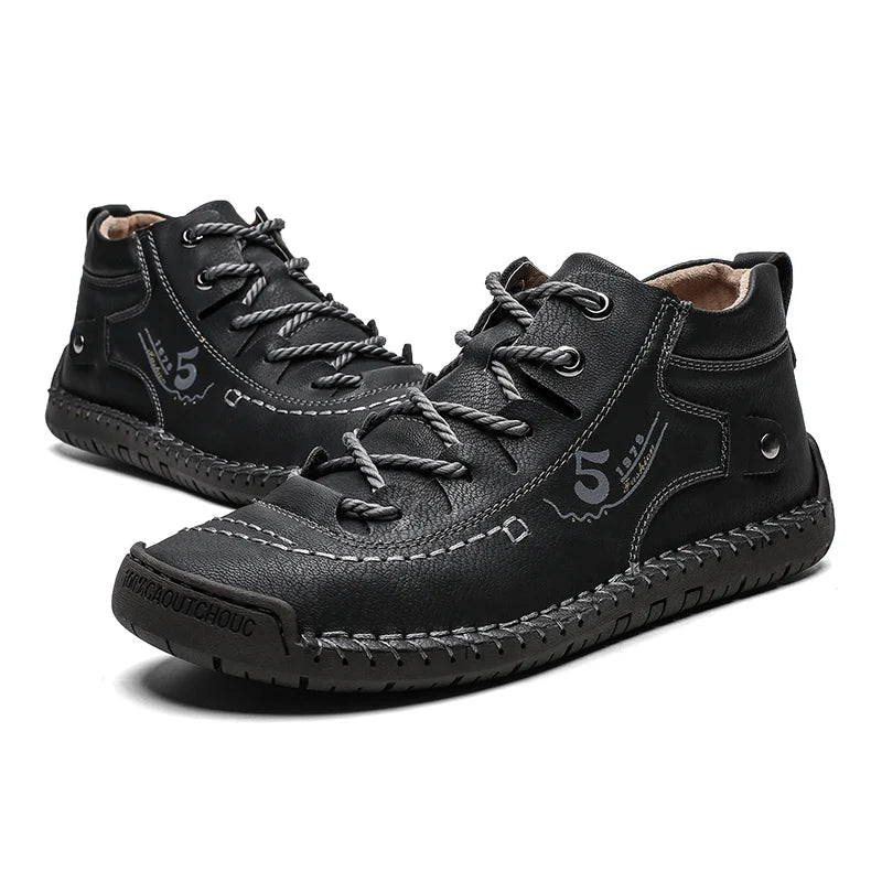 Handmade Leather Casual Men Shoes Ankle Boots Men Loafers Comfort Walking Shoes Men Flats Hot Sale Moccasins Shoes Plus Size