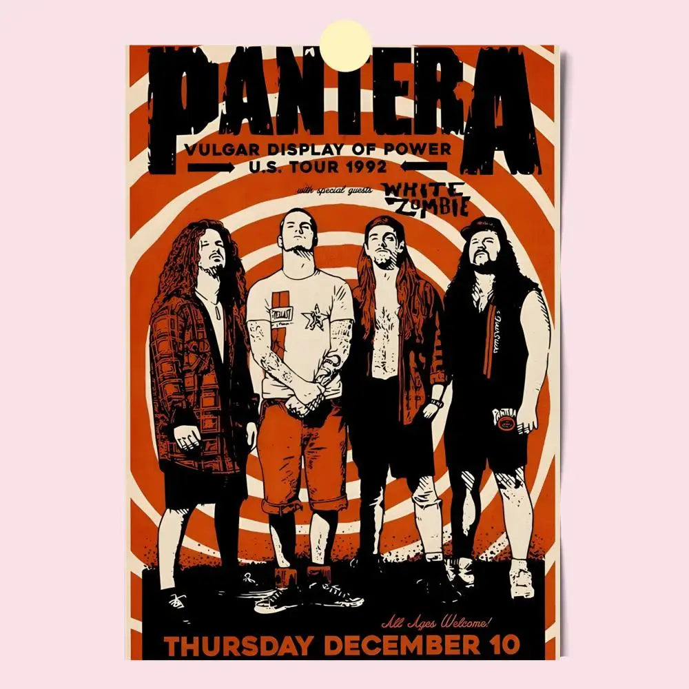 Vintage Pantera Concert Music Poster HD Anime Hot Theme Singer/OST/Movie-Waterproof Self-Stick Home Decor - Sun Studio