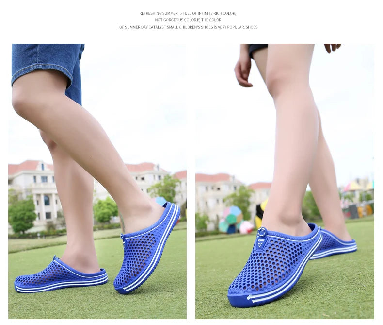 YRZL Summer Men Sandals Light EVA Men's Casual Shoes Hole Shoes Clogs Lovers Home Garden Outdoor Male Beach Flat Slippers - Sun Studio