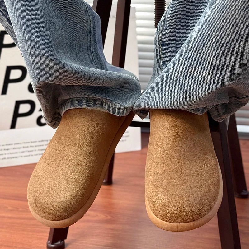 Winter New Arrival Men's Plush Lined Warm Cotton Slippers, Non-Slip Indoor Outdoor Cozy Fleece Shoes for Men - Sun Studio