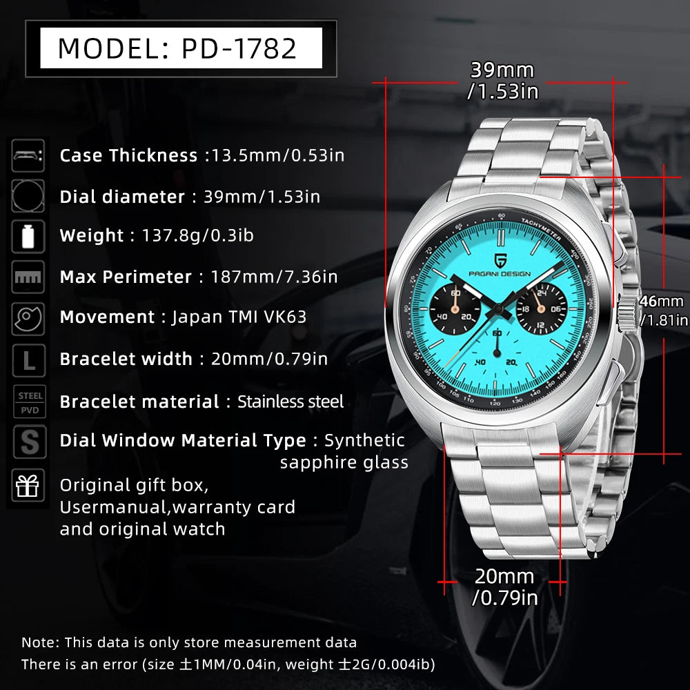 PAGANI DESIGN Panda Men's Watches 2025 Top Luxury Quartz Watch For Men Chronograph Wristwatches AR Sapphire Waterproof Luminous - Sun Studio