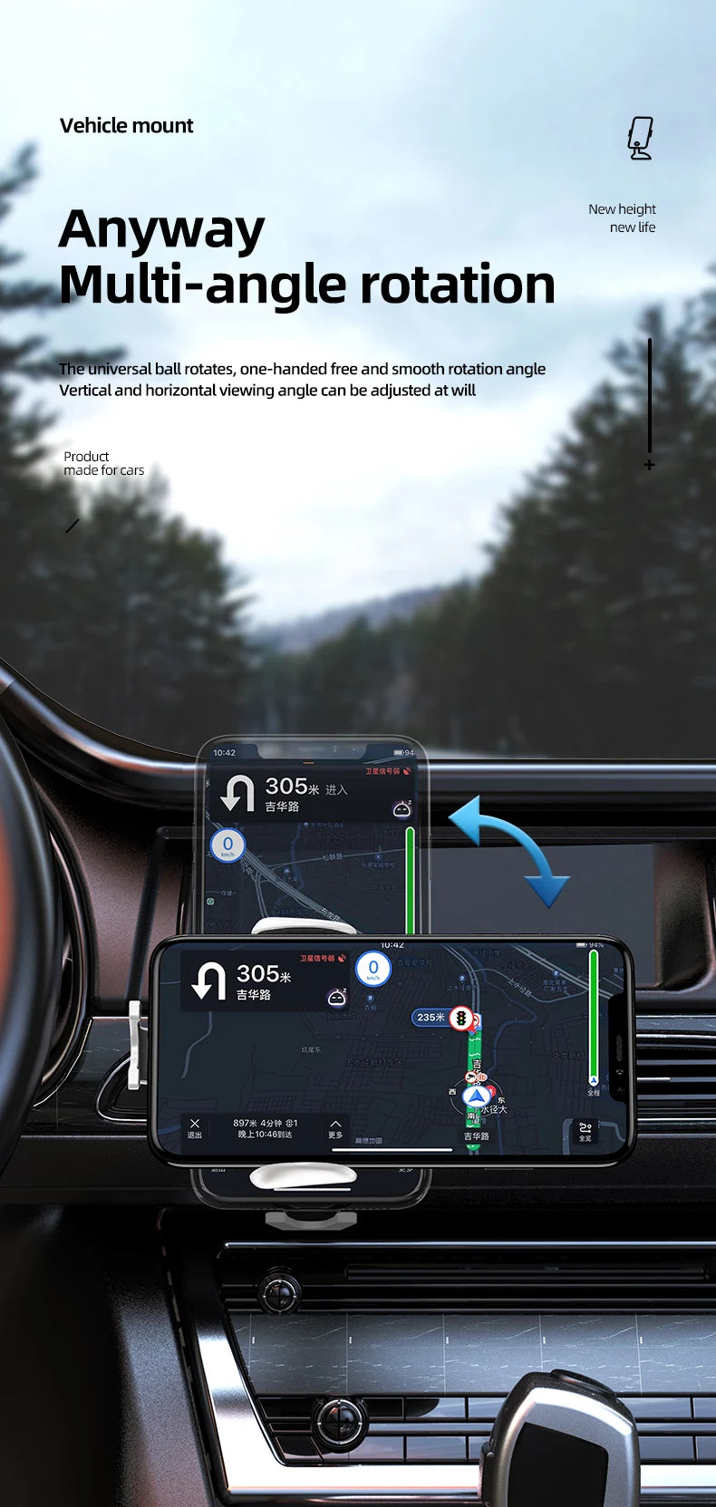Wireless Charger Car Mount for Air Vent Mount Car Phone Holder Rotating Intelligent Infrared Fast Wireless Charging Charger - Sun Studio