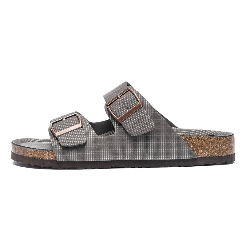 Summer Men Cork Slippers Slides Clogs Casual Slip On Sandals Double Buckle Women Microfiber Leather Unisex Big Size 47 48 49 - Sun Studio