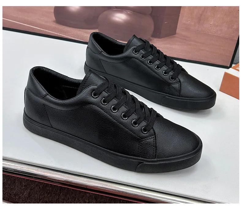 Spring Summer Flat Mens Casual Shoes Soft Pure Black Fashion Male Footwear Cool Young Man Street Style Comfortable - Sun Studio