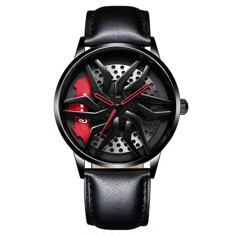 Watch Men's Trendy Waterproof Sports Car Wheels Mens Watch Watches for Men Numberless Quartz Cool Waterproof Watches - Sun Studio