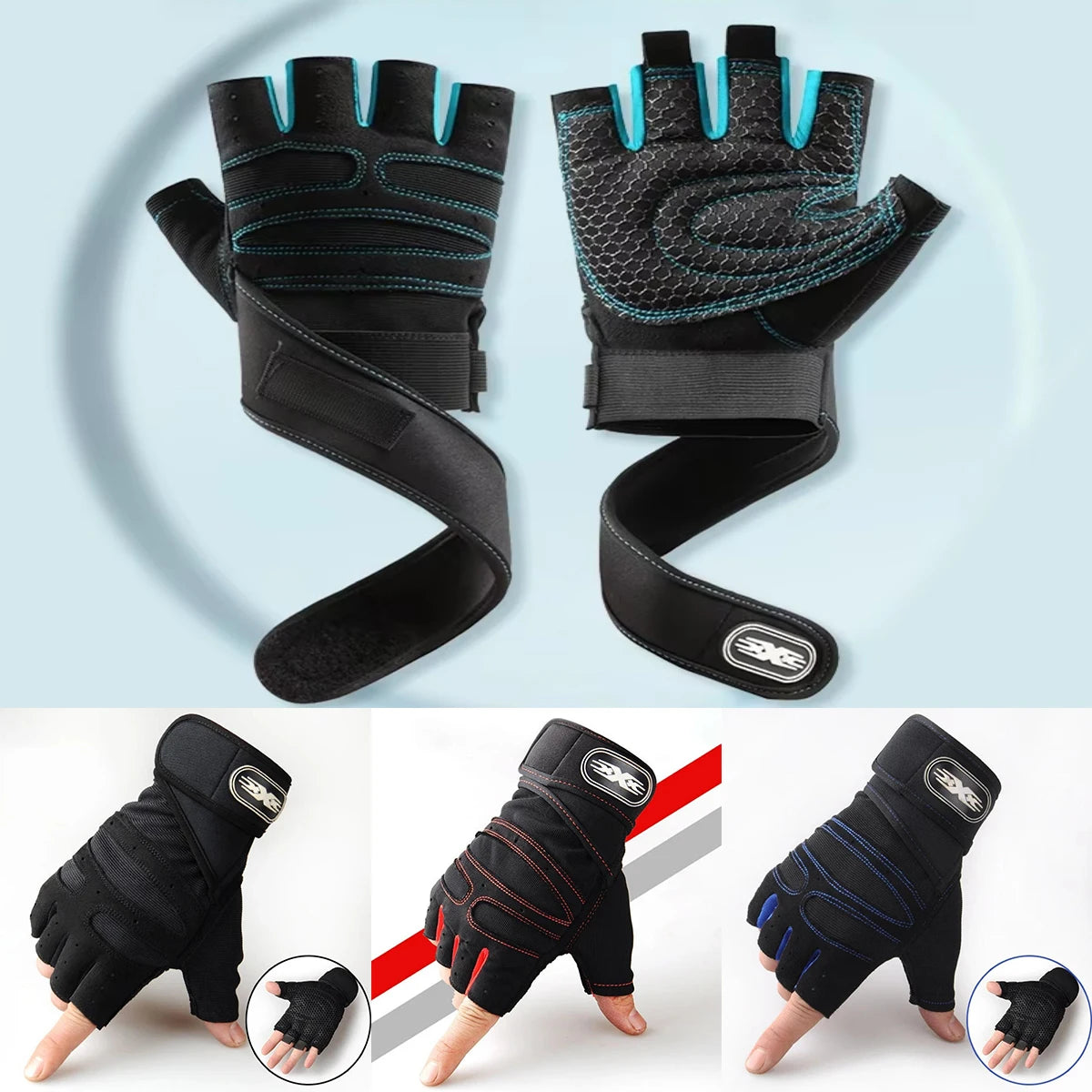 Gym Gloves for Men Women Fitness Weight Lifting Wristband Gloves Body Building Training Sports Exercise Cycling Glove Shockproof - Sun Studio