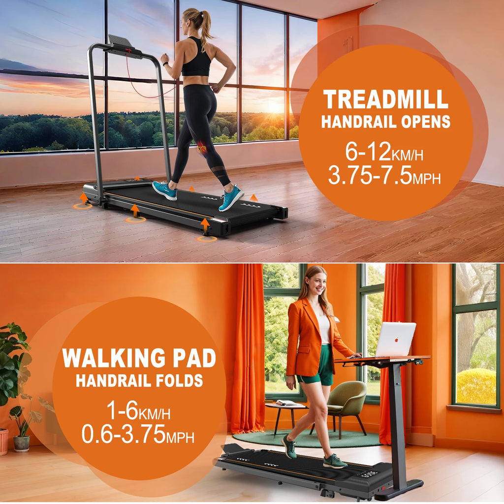 MettleMatic Foldable Home Treadmill | 1-12 Km/h 2.25HP Motor 7% Incline | 100Kg Load 7-Layer Surface | No Installation for Home - Sun Studio