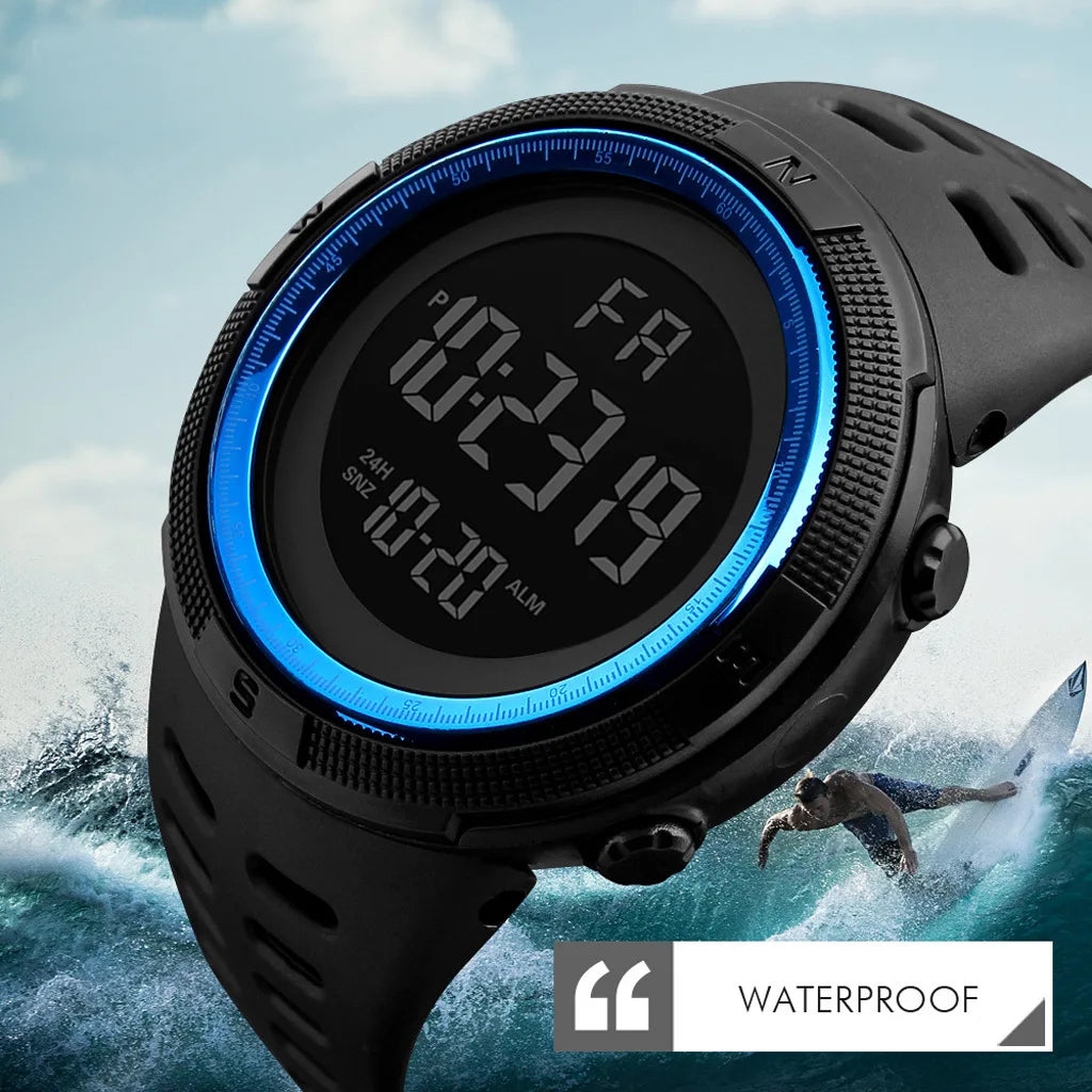 YIKAZE Men's Digital Electronic Watch Sports Glow 50mm Large Dial Student Outdoor Adventure Trend Multifunctional Watches Clock - Sun Studio