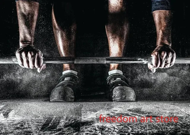 Gym Motivation Muscle Man Bodybuilding Fitness Strength Barbell Art Poster Canvas Painting  Wall Print Picture for Home Gym Deco - Sun Studio