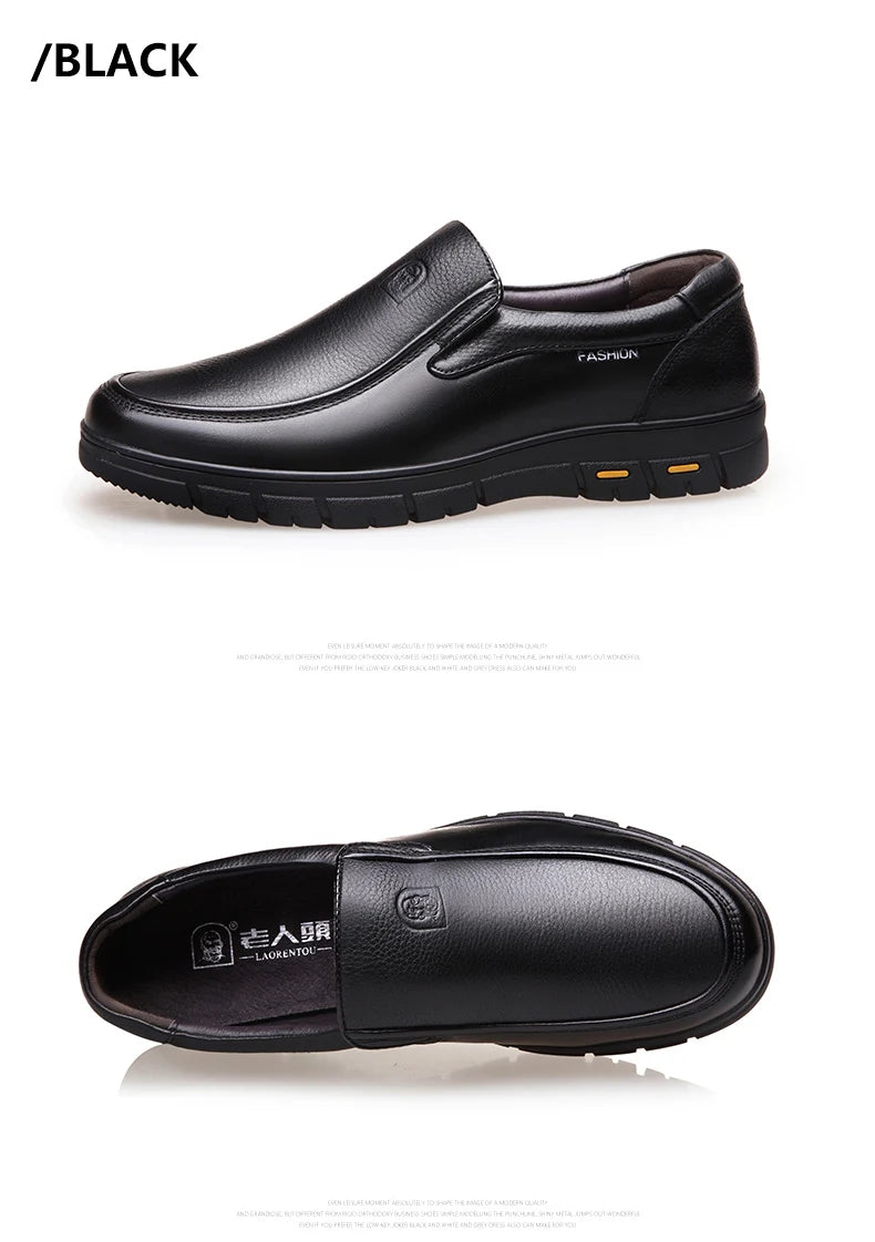 LAORENTOU genuine leather thick soled casual leather shoes for middle-aged and elderly fathers, oversized business shoes 66736 - Sun Studio