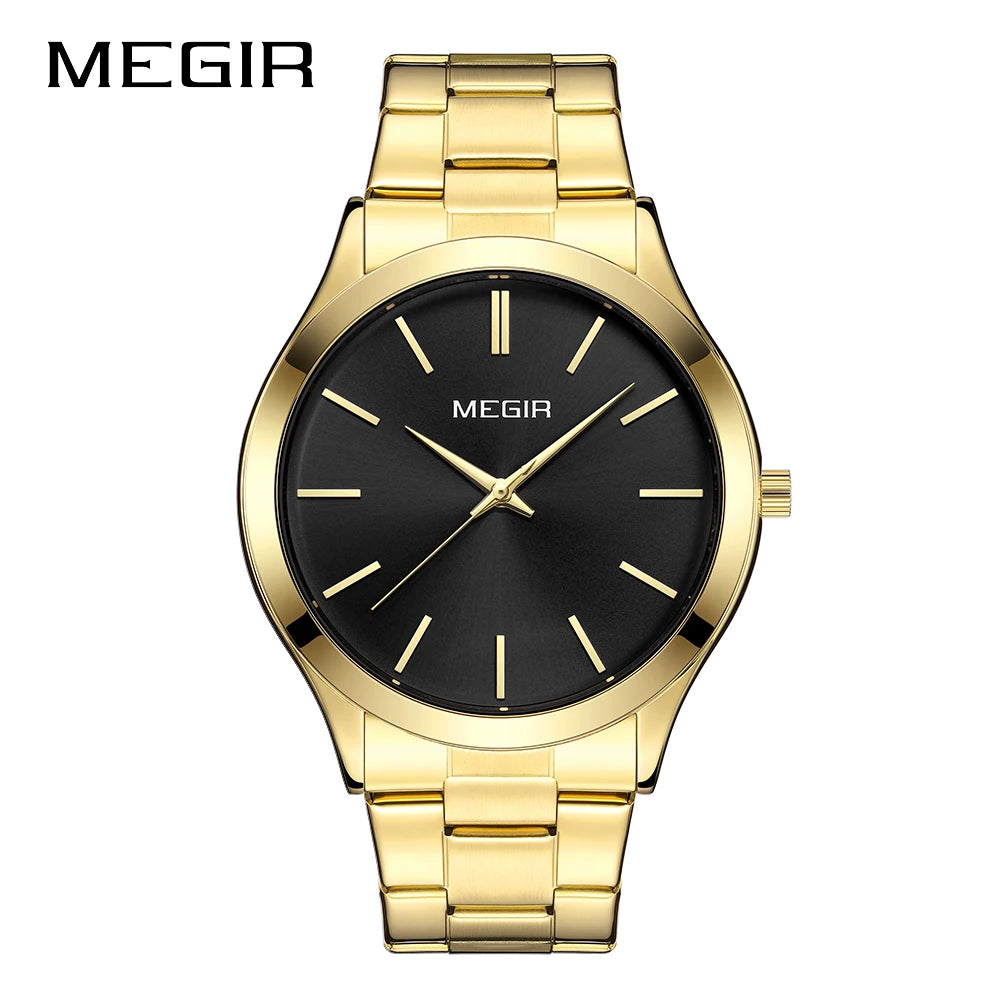 MEGIR Luxury Simple Quartz Men's Watch Business Stainless Steel Bracelet Luminous Watches Man High-Quality Clock reloj hombre - Sun Studio