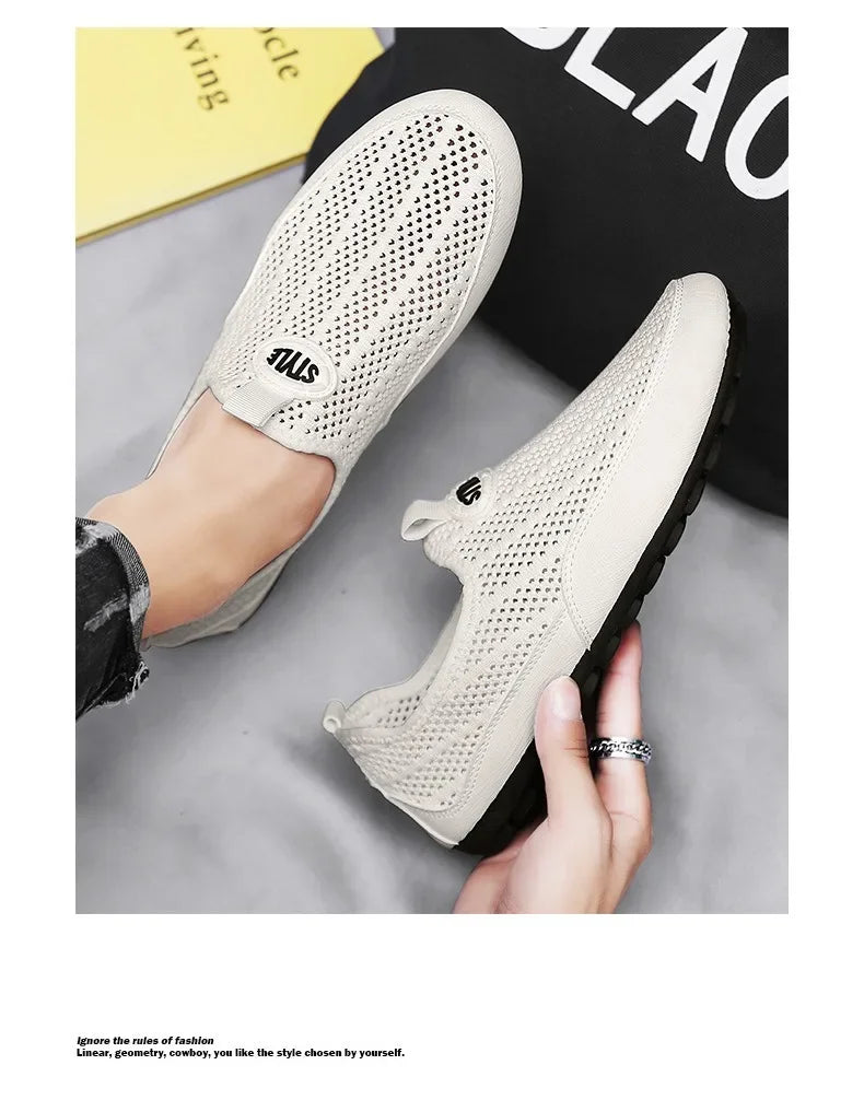 Summer Fashion Men Sneakers  All-match Casual Shoes Outdoor Breathable Loafers Mesh Surface Soft Bottom Casual Loafers 2025 - Sun Studio