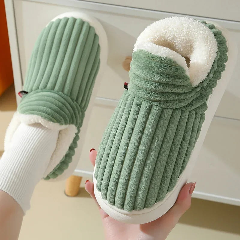 Warm Furry House Slippers Women Men Winter New Fashion Comfort Plush Slippers Home Indoor Outdoor Soft Thick Sole Cotton Shoes - Sun Studio