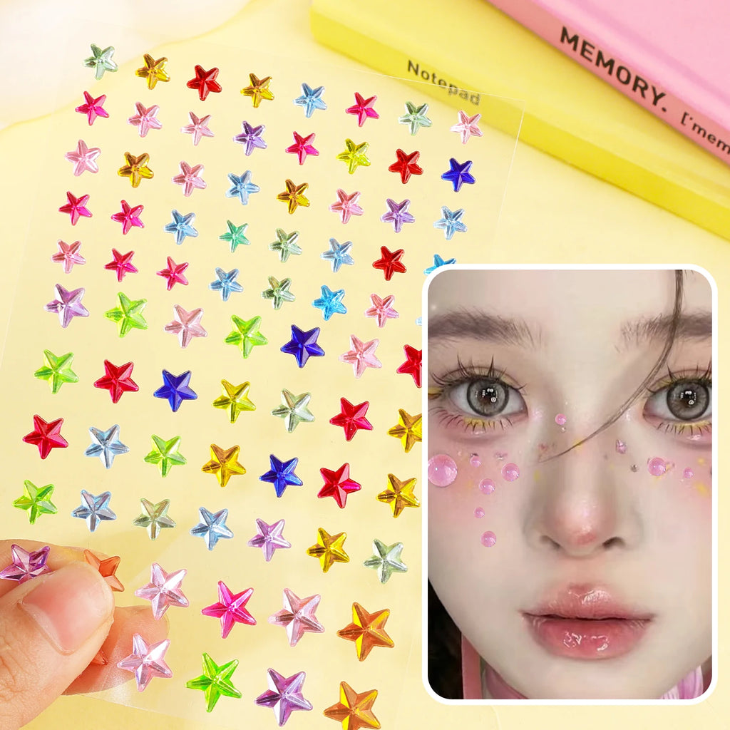 Star Face Makeup Diamond Patch Dazzling Star Festival Modernist Face Stickers Women Girls Colorful Rhinestone Tattoo Eyes Deco - Sun Studio