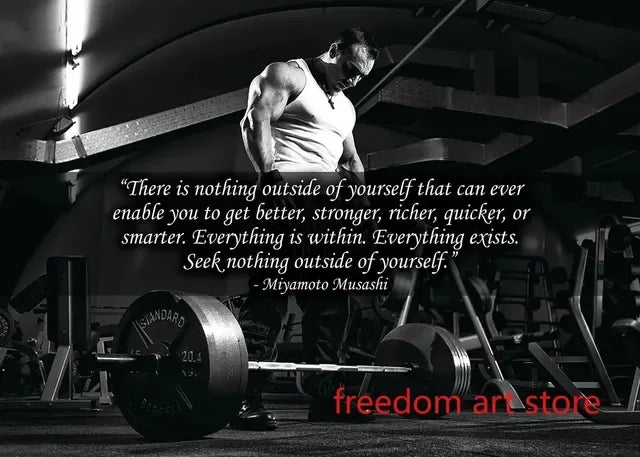 Gym Motivation Muscle Man Bodybuilding Fitness Strength Barbell Art Poster Canvas Painting  Wall Print Picture for Home Gym Deco
