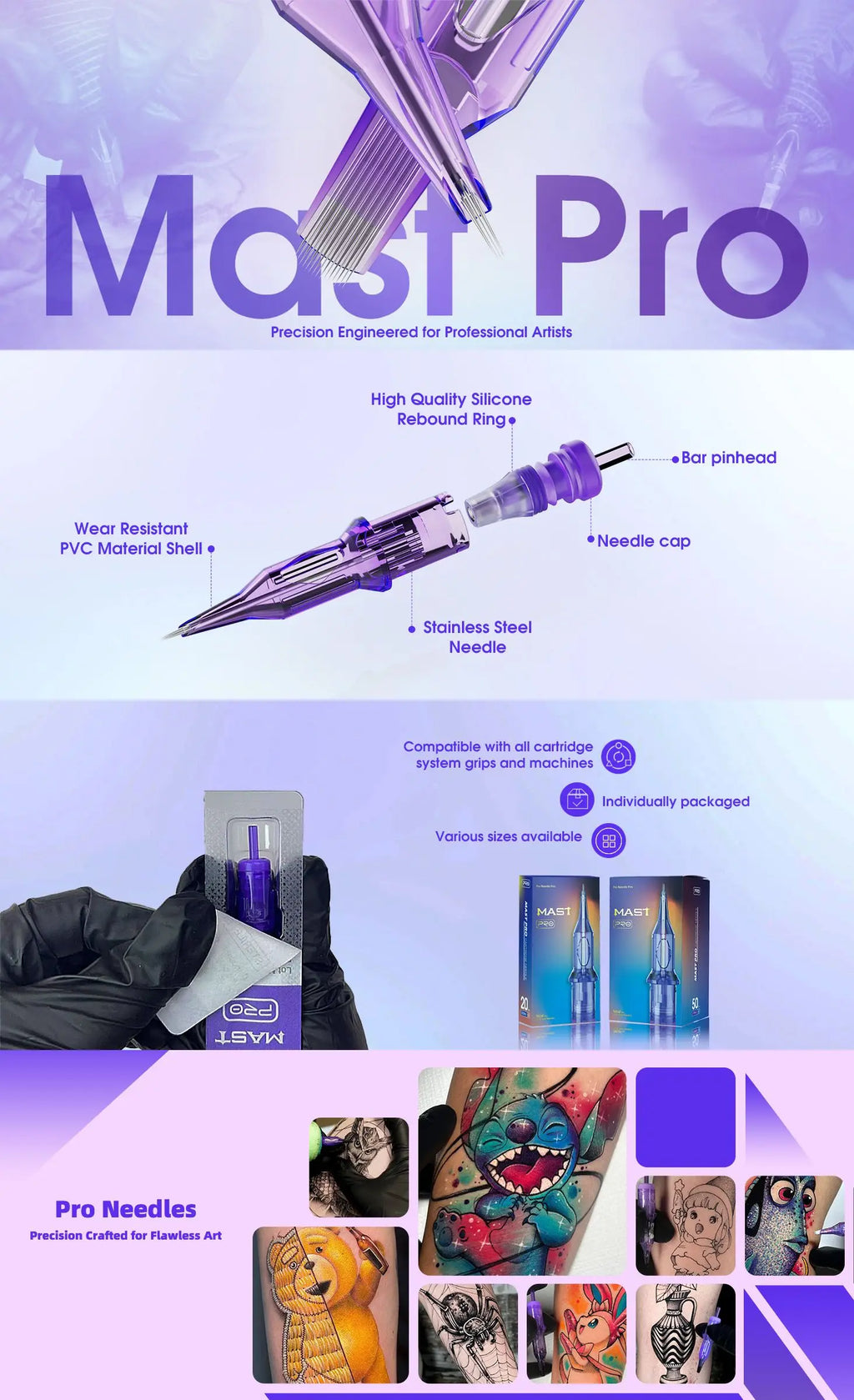20pcs Mast Pro Tattoo Cartridge Needles RM /M Round Magnum Disposable Permanent Makeup SMP Cartridge Tattoo Needles  Accessories - Sun Studio