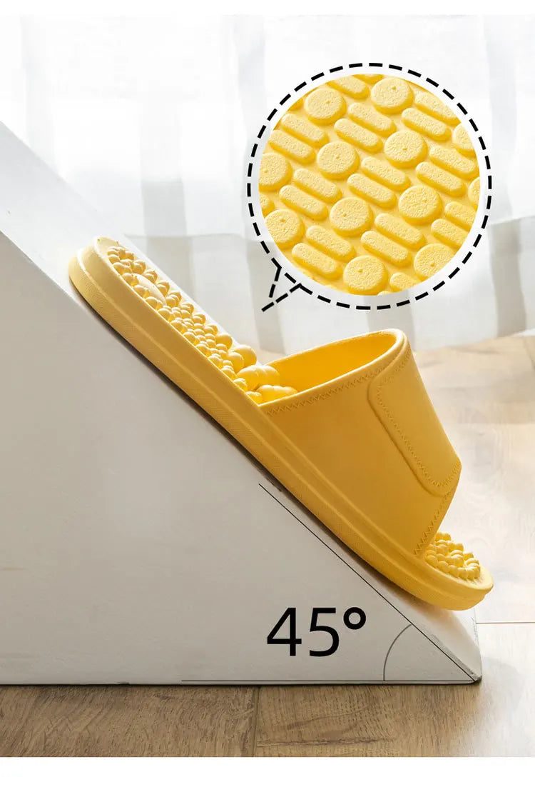 Women Men Foot Massage Slippers Indoor Bathroom Non-slip Soft Slides Comfort Flats Couples Home Relief Feet Health Care Shoes - Sun Studio