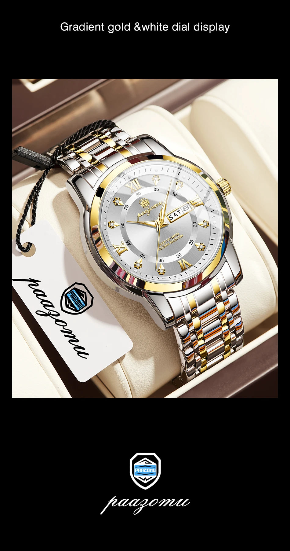 PAAZOMU Classic Casual Quartz Watch Men Women Waterproof Luminous Dial Business Dress Wristwatch Comfortable Watches Male+Box - Sun Studio