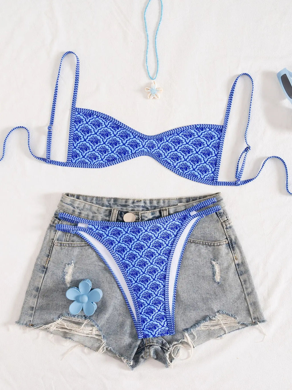 Circyy Sexy Bikini Set Women Fashion Print Beachwear Halter Backless Holiday Female Split Swimsuit Summer New Chic Bathing Suit - Sun Studio