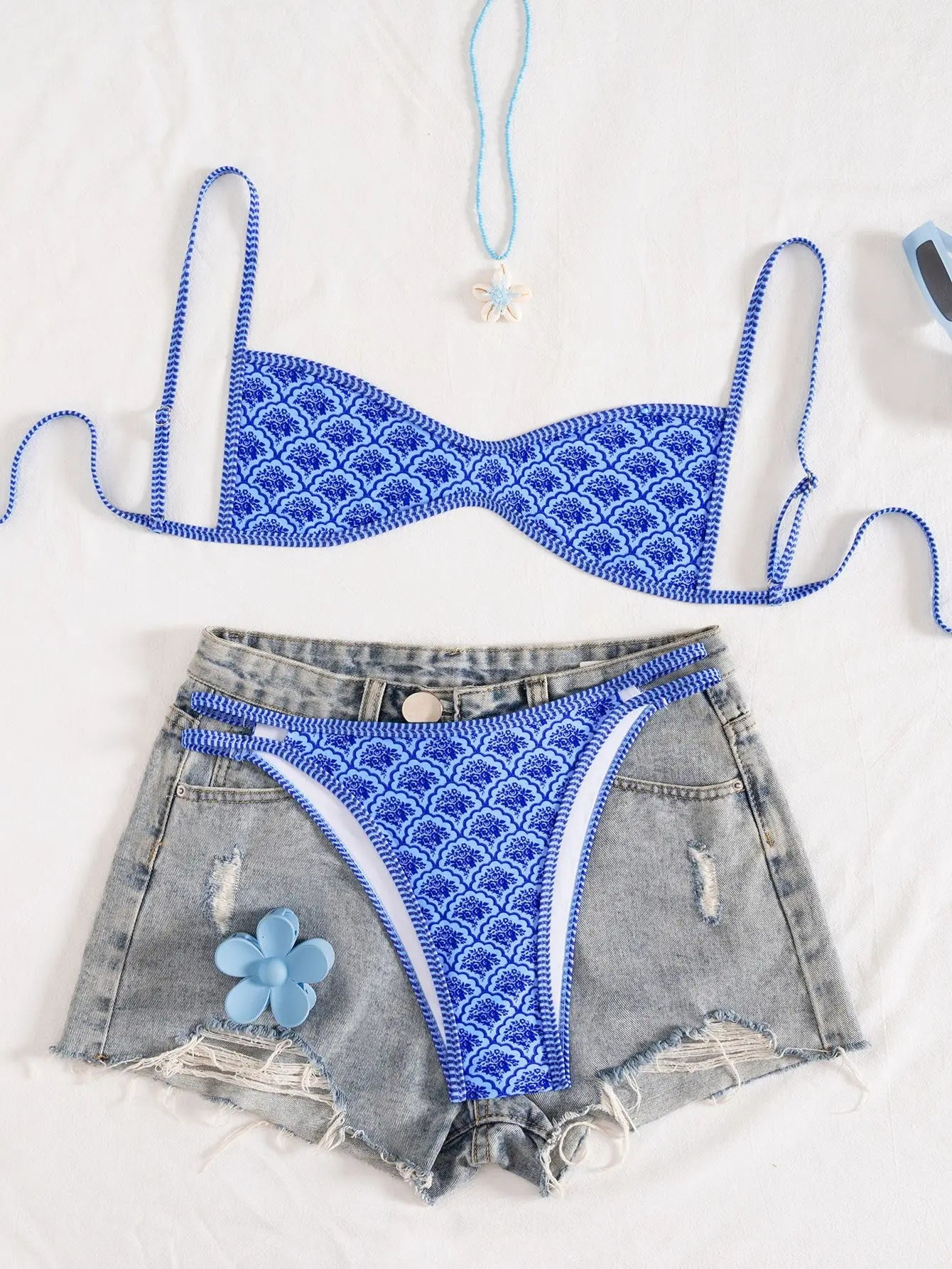 Circyy Sexy Bikini Set Women Fashion Print Beachwear Halter Backless Holiday Female Split Swimsuit Summer New Chic Bathing Suit - Sun Studio