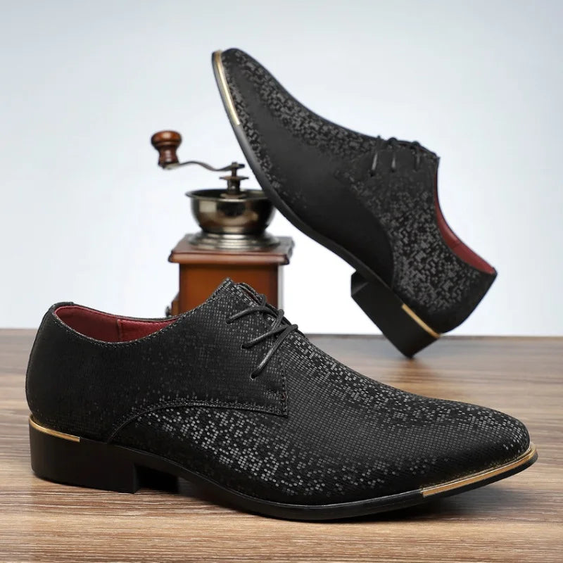 Luxury Fashion Designer New Men's Pointed Lace Up Casual Shoes Male Formal Wedding Dress Homecoming Footwear Zapatos Hombre - Sun Studio