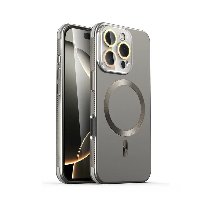 For Magsafe Magnetic Wireless Charging Luxury Solid Color Plating Phone Case For iPhone 16 Pro Max 14 13 15 Pro Max Back Cover - Sun Studio