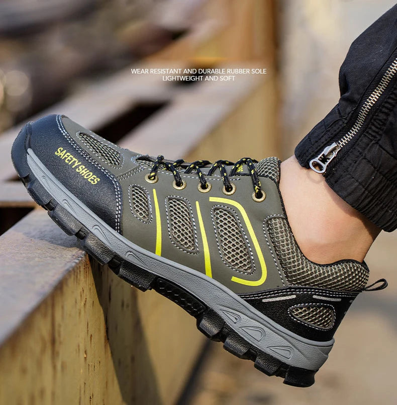 NYWOOH Male Steel Toe Safety Shoes Indestructible Construction Work Shoes Protection Footwear Breathable Hiking Boots For Men - Sun Studio