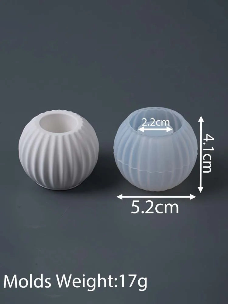 S/M/L Stripe Candle Cup Silicone Mold DIY Handmade Round Flowerpot Plaster Resin Candlestick Craft Casting Molds Home Decor - Sun Studio