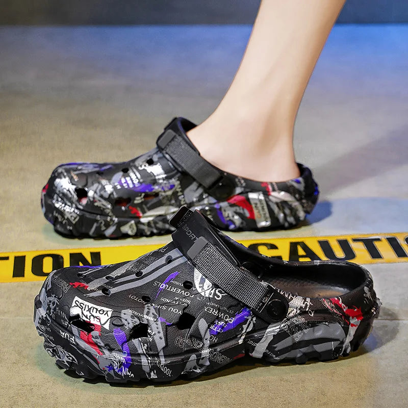 Big Size 47 Summer Men White Clogs Outdoor Garden Clogs Hole Shoes Male Casual Shoes Water Shoes Comfort Home Soft Slippers - Sun Studio