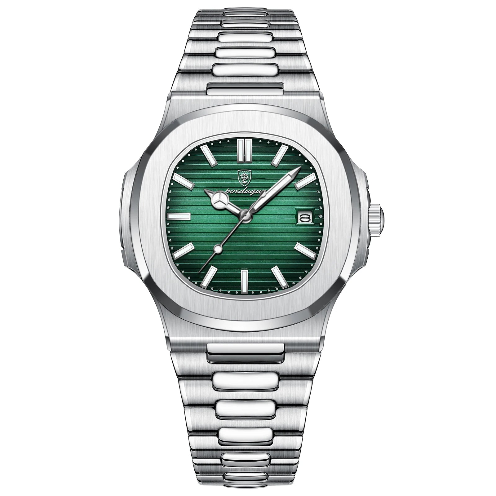POEDAGAR Square Luxury Men Wristwatch Waterproof Luminous Date Stainless Steel Male Clock Business Sports Quartz Watches For Men - Sun Studio