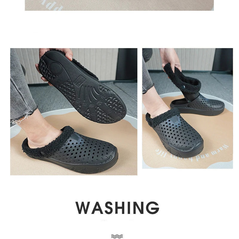 Winter Men Slippers Warm Cotton Shoes Casual Slides EVA Plush Shoes Comfortable Light  Slippers Indoor Shoes For Couple 36-47 - Sun Studio
