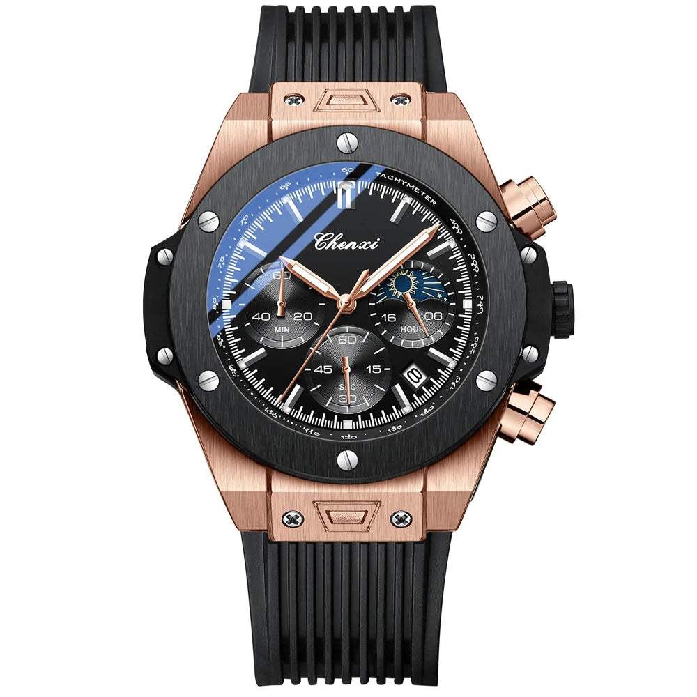 CHENXI Montres de Luxe de Marque Top pour Hommes, Cadran Lumineux Créatif de Mode avec Horloge Chronographe, Montres-Bracelets Décontractées pour Hommes